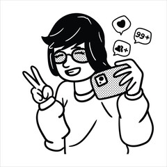 Lineart Influencer Profession Avatar Minimalist Lineart Style