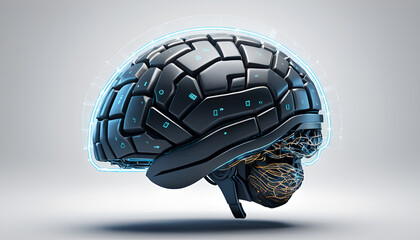 Keyboard Brain: Futuristic AI Concept, Digital Mind, Neural Network