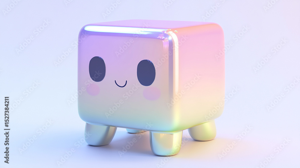 Fototapete cute colorful cube character with happy expression in a minimalist style