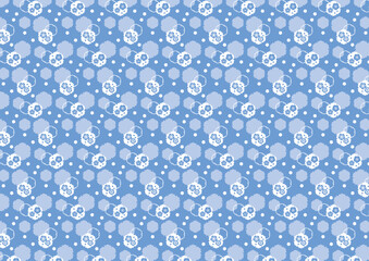 【日本の伝統模様】梅のシームレスパターン（青系） / Ume – Japanese Traditional plum blossom Pattern (Blue Tones)