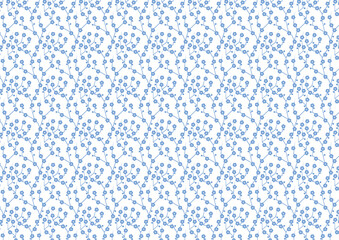 【日本の伝統模様】梅のシームレスパターン（青系） / Ume – Japanese Traditional plum blossom Pattern (Blue Tones)