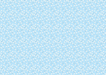 【日本の伝統模様】梅のシームレスパターン（青系） / Ume – Japanese Traditional plum blossom Pattern (Blue Tones)