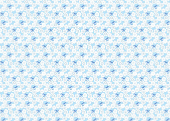 【日本の伝統模様】梅のシームレスパターン（青系） / Ume – Japanese Traditional plum blossom Pattern (Blue Tones)