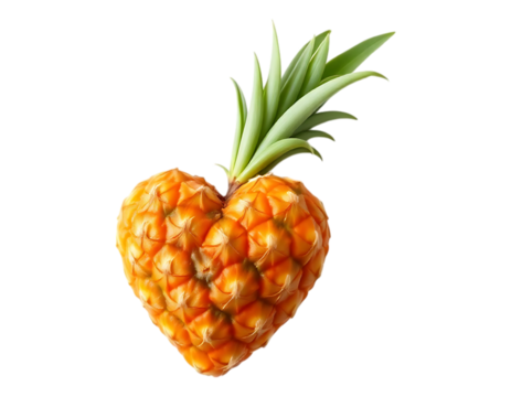 A heart-shaped pineapple isolated on a transparent background