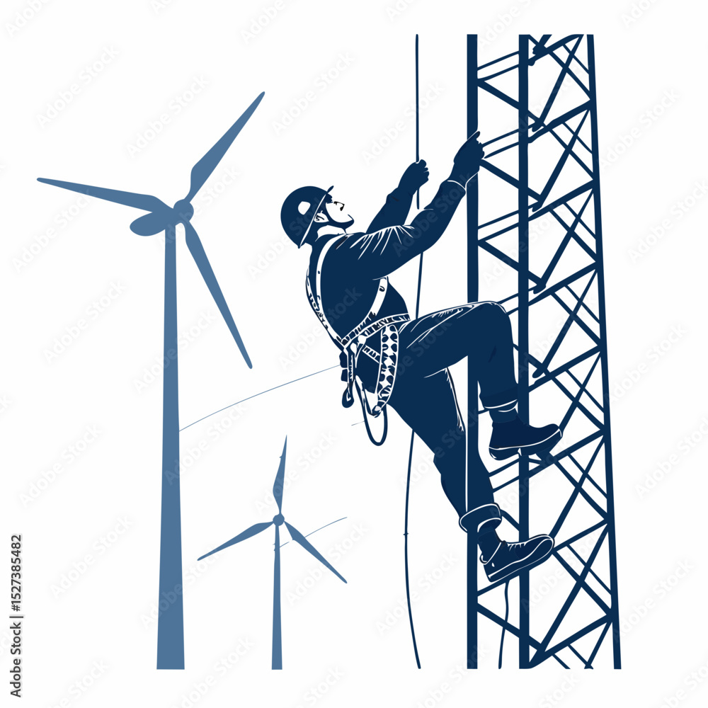 Aufkleber create a bold, vector illustration of a wind turbine engine's internal components, emphasizing stron