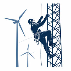Create a bold, vector illustration of a wind turbine engine's internal components, emphasizing strong lines and geometric shapes.  Focus on detail and clean lines.