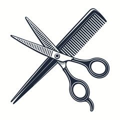 Design a bold, vector illustration of crossed barber scissors.  Emphasize thick, black strokes for a strong graphic.