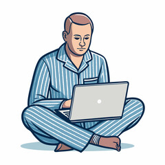 Design a bold, vector illustration of a focused face, possibly wearing pajamas, with strong outlines and impactful lines.  Emphasis on facial expression.