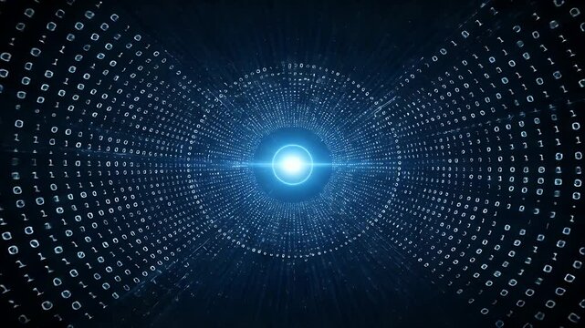 Abstract digital tunnel, binary code vortex