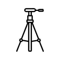 Tripod with adjustable legs and handle in simple linear icon style, Photographer's Day