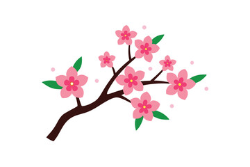 Japanese sakura blossom in soft seasonal bloom vector art illustration