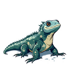 Vsai tuatara posing in majestic style, reptile illustration on white background