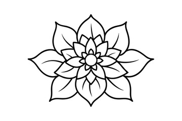 Obraz premium Monochrome floral outline with elegant fine lines vector art illustration