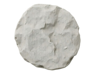 Round clay sculpture with rough texture on a transparent background