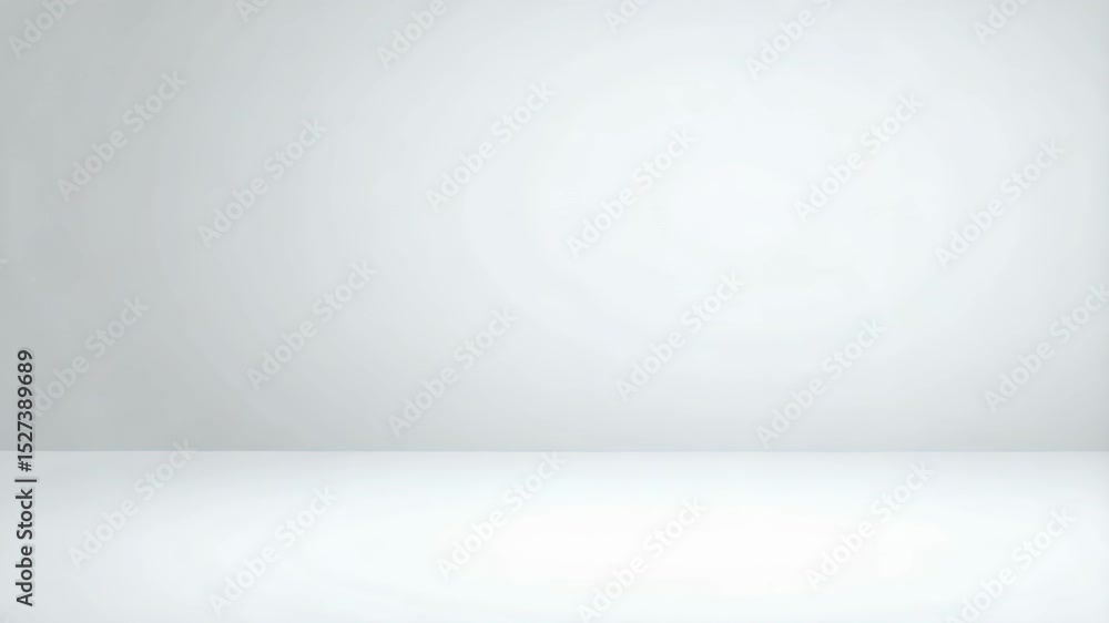 Poster empty studio setup with white walls and floor for product placement, background texture and minimali