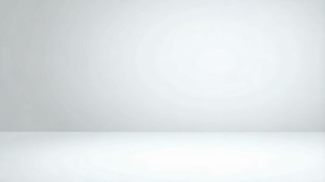 Empty studio setup with white walls and floor for product placement, background texture and minimalist designs, clean and bright