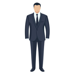 Suit 2D flat vector illustration, isolated on a white background.