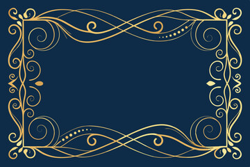 Create elegant gold monoline swirl border designs suitable for various applications.  Include variations in swirl complexity and density.
