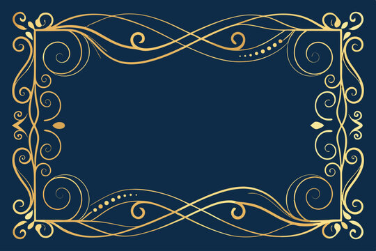 Create elegant gold monoline swirl border designs suitable for various applications.  Include variations in swirl complexity and density.