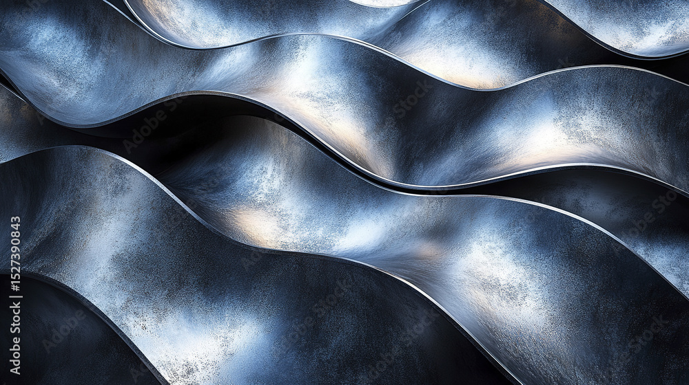 Poster wavy metallic sheets create dynamic and modern visual effect in this ambient studio setting