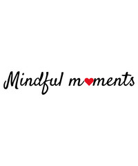 Minimalist “Mindful moments” lettering PNG with red heart. Perfect for stickers, cards, planners, prints, journaling, self-care products, and mental health awareness projects.