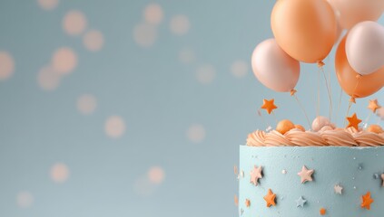 Pastel birthday cake with balloons (1)