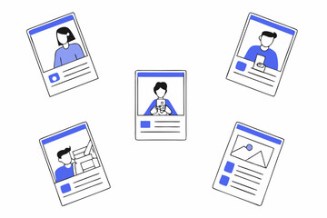 business man and woman with graphic and work result presentation with media social gadget