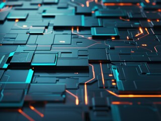 Obraz premium High-tech minimalist backdrop with glowing circuit elements. AI-generated.