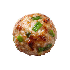 A single meatball close up isolated on transparent background