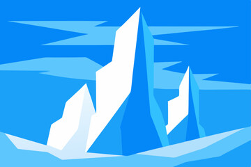 Abstract Icebergs A Stunning Low-Poly Illustration of Arctic Ice Formations