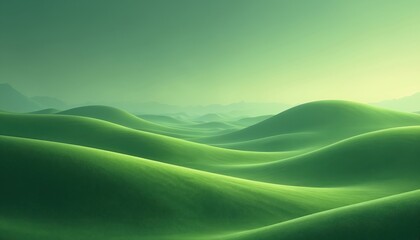 Obraz premium Abstract illustration green hills with smooth curves, gentle waves. Image conveys sense of tranquility, harmony with nature. Suitable for themes of relaxation wellness eco friendly, modern digital