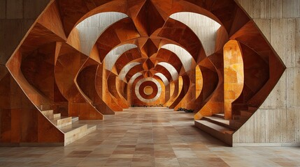 Architectural geometry of contemporary buildings with abstract patterns and structural designs