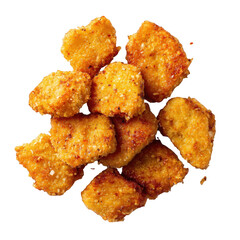 A pile of chicken nuggets isolated on transparent background