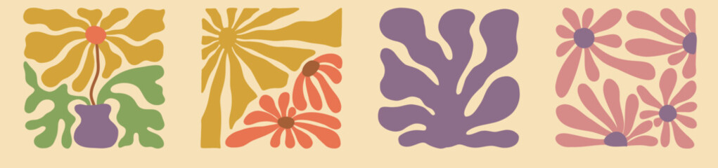 Vintage-inspired wave and flower background