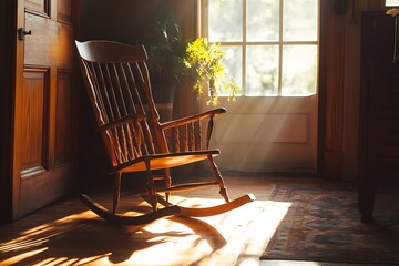 a classic rocking chair in the room