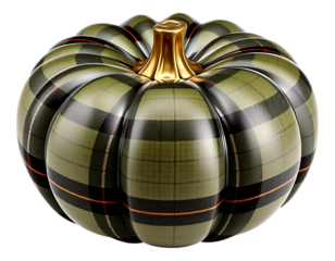 Elegant Plaid Pumpkin with Gold Stem for Fall Decor