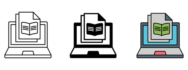 Laptop Icon Set – Line, Glyph, and Fill Style

