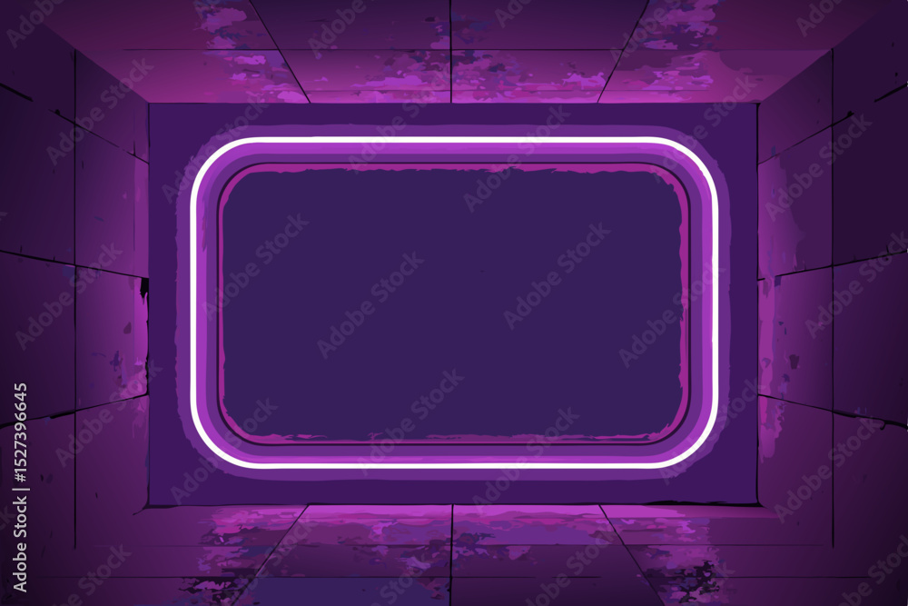 Poster generate a digital illustration of a minimal rounded rectangle border featuring a soft neon electric
