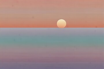 Illustration of sun and ocean in gradient pastel color
