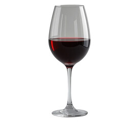 Elegant Wine Glass Filled with Red Wine Cut Out on Transparent Background.