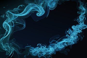Create a vector graphic of a swirling smoke border, featuring vibrant glowing blue vapor, ideal for design projects needing a mystical, ethereal edge.