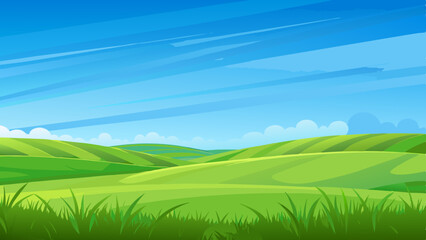 green field and blue sky