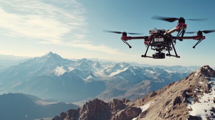 Drone Transporting Hardware in Scenic Mountain Landscape