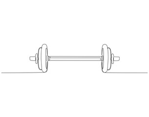 Continuous one line drawing of dumbbell. One line drawing illustration of dumbbell. Training, fitness concept single line. Editable outline