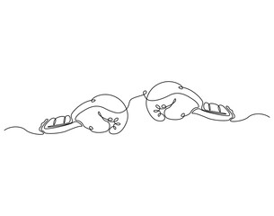 Continuous one line drawing of boxing gloves. One line drawing illustration of boxer equipment. Hand protection, fight training concept single line. Editable outline