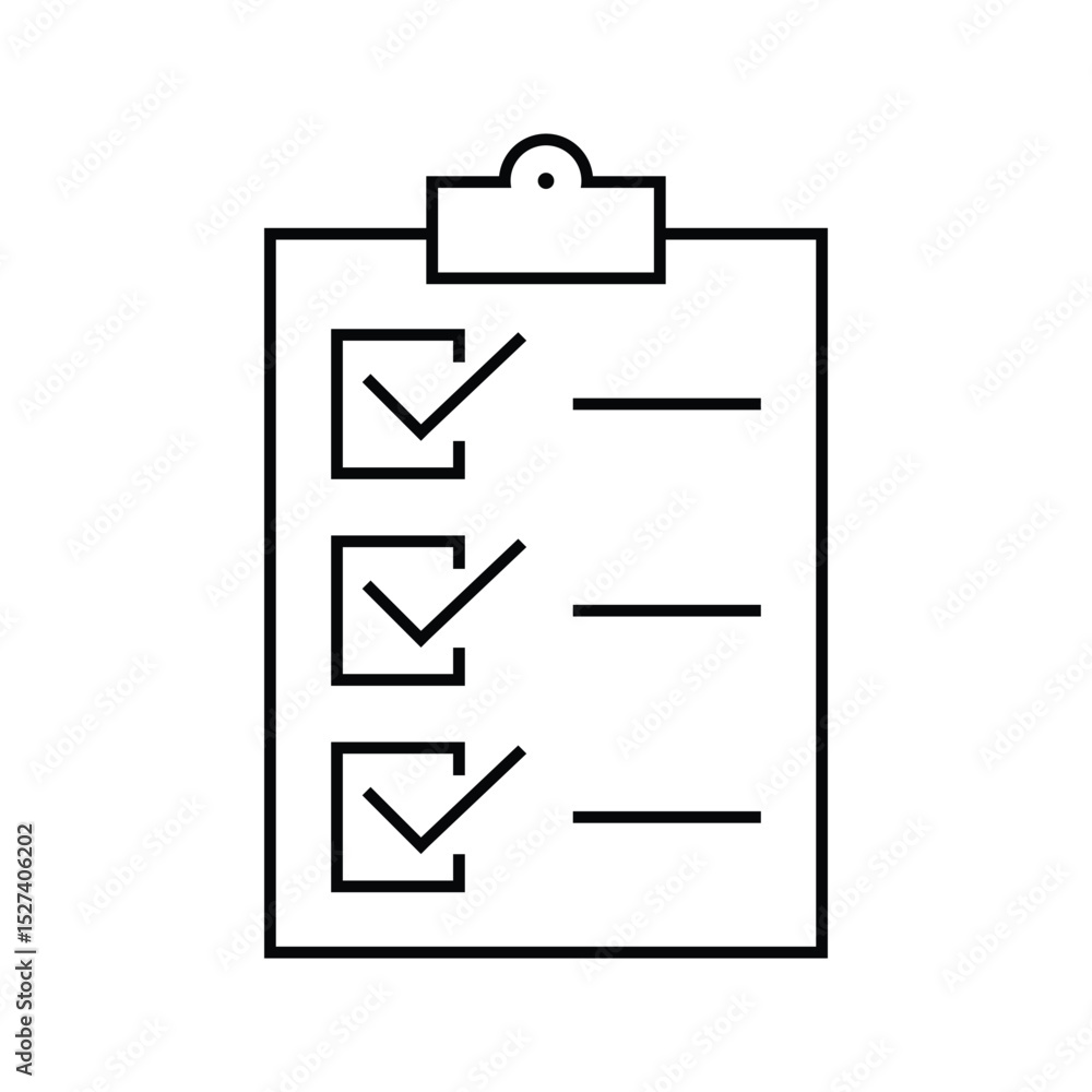 Poster clipboard icon with checklist check mark representing business survey or voting form symbol illustra