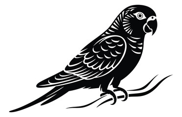 Obraz premium Parakeet Silhouette Vector – Elegant Black Bird Illustration