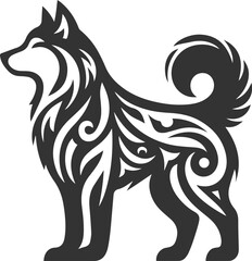 Husky dog vector illustration silhouette drawing