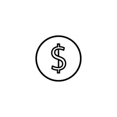 Obraz premium Dollar Sign Icon, Simple Line Art Illustration for Finance and Business Concepts, Monetary Symbol on White Background