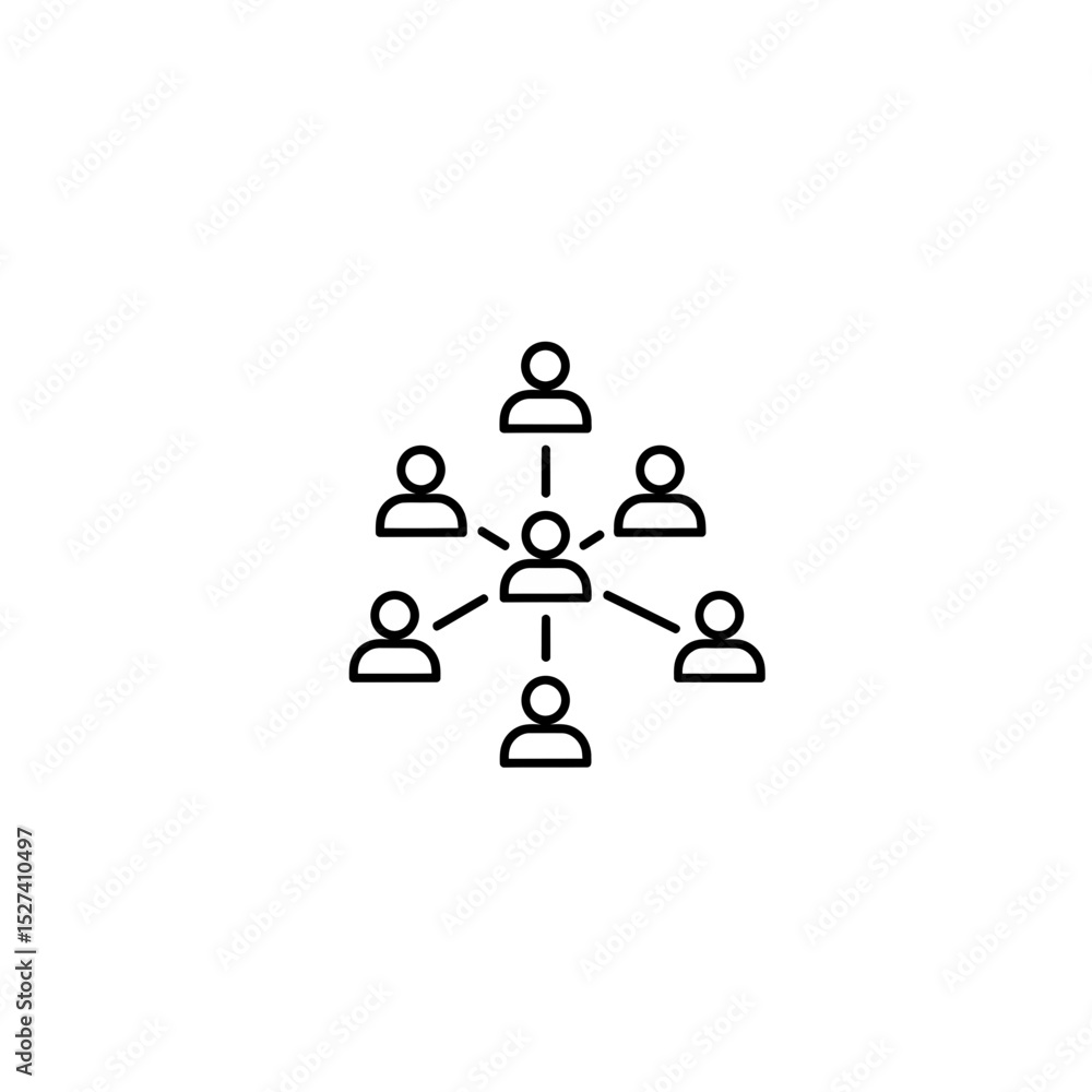 Poster teamwork network icon: minimalist vector illustrating interconnectedness and collaboration in busine